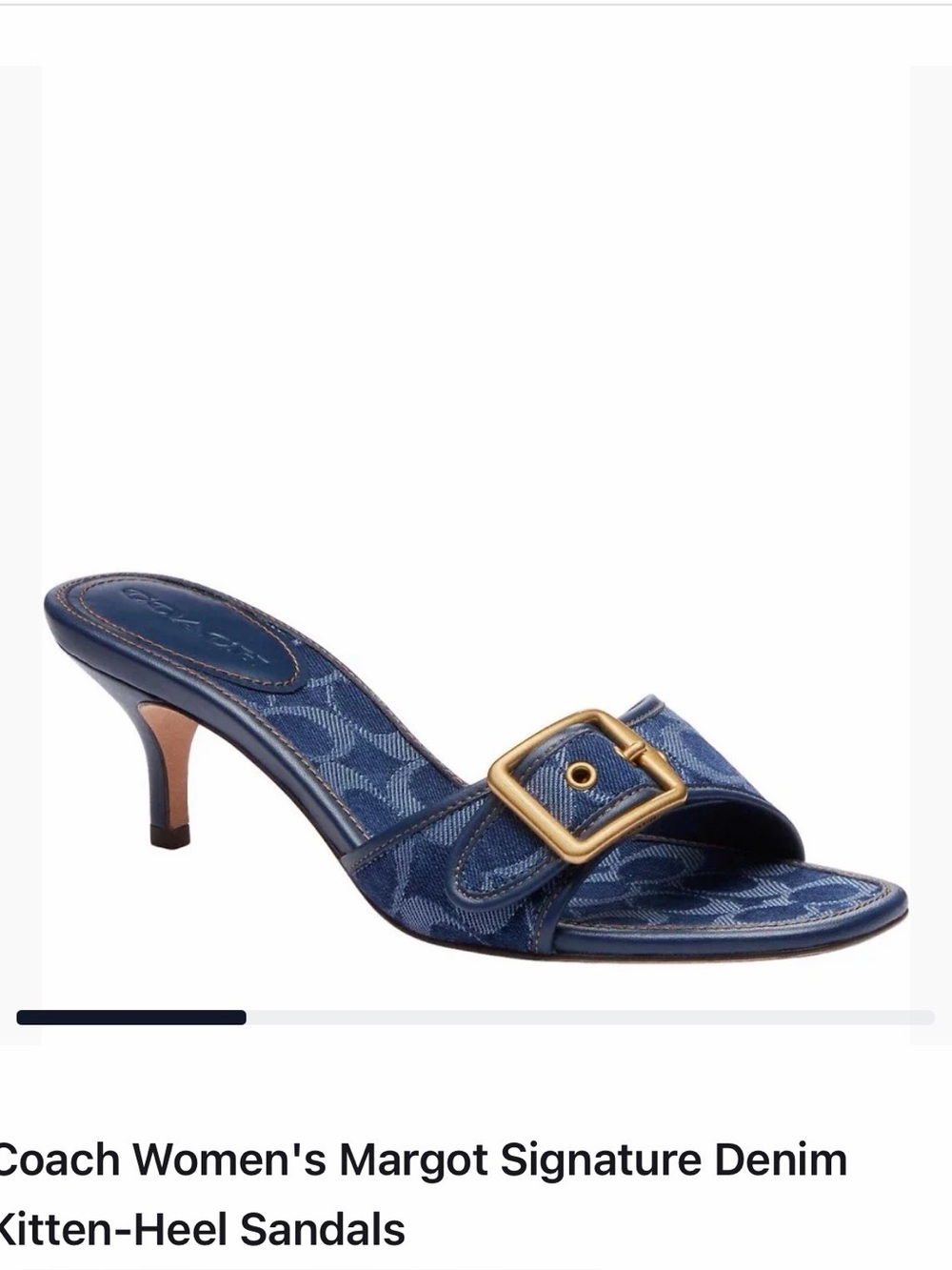 Coach Margot Denim Kitten-Heel Sandals in Blue